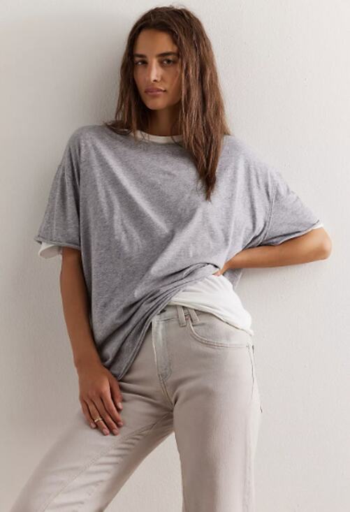We The Free Tops - We The Free FP Women's M Heather Grey Nina Short Sleeve T-Shirt Streetwear Q3-20